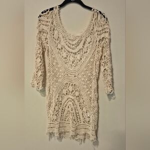 Cupshe Cream Crochet Swim Coverup